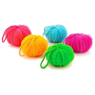 Cepillo redondo suave PE Malla Ducha Cuerpo Exfoliante Baño Flor Bola Puff TJ154