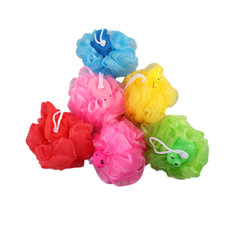 Esponja de baño natural Post Consumer Reciclado PE Ducha Puff Esponja de baño de limpieza corporal TJ209