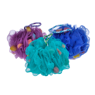 Bolas de soplo de ducha de cuerpo de malla con forma de flor pequeña personalizada que limpian la bola de baño de esponja PE TJ212