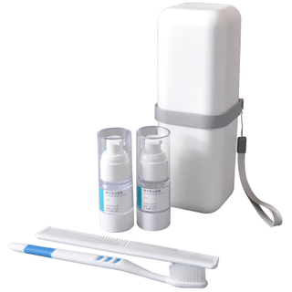 Copa de enjuague bucal multifuncional para viajar 2 tazas para artículos de tocador de almacenamiento viajar con cepillo de dientes portátil